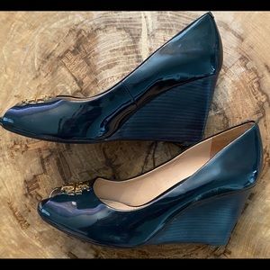 Tory Burch ‘Jade’ Peep Toe Wedges - Bright Navy
